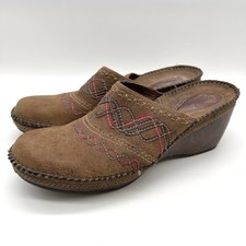 Clarks Artisan Women's Clogs Brown Stitched Leather Slip On Wedges 72930 10M