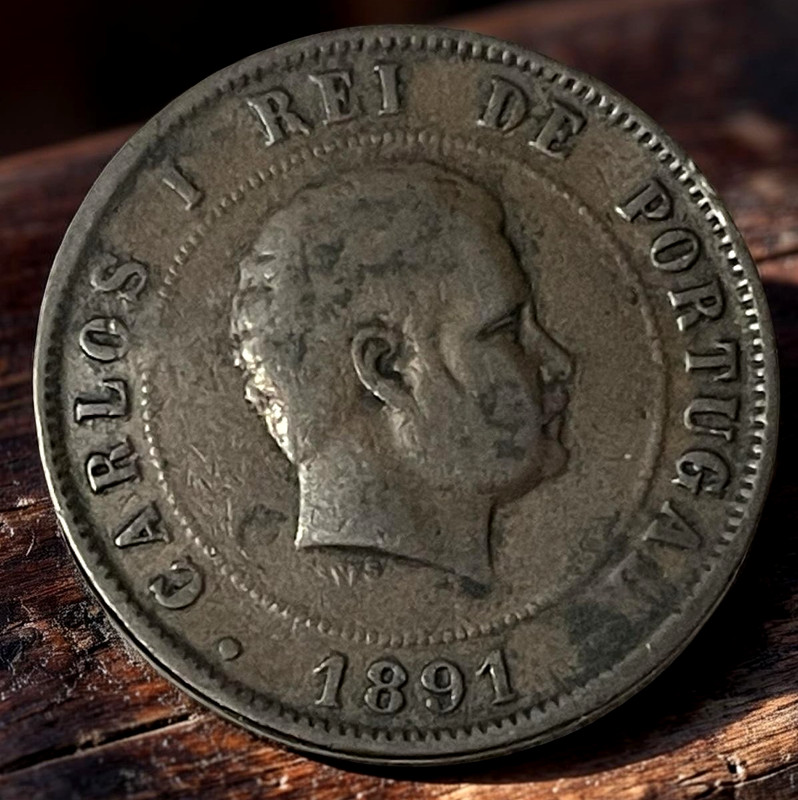 1891 Portugal 20 Reis Charles NO MINT MARK World Type Coin KM# 533 Lot D1-222