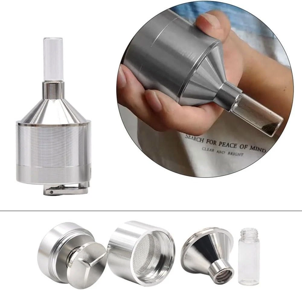 Mill Herb Grinder Metal Funnel Hand 44mm And Mini Glass Vial Free UK p&p
Opens in a new window or ta