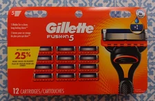 Gillette Fusion 5 Razor Blades  12 Cartridges ~ made in USA~100% ORIGINAL