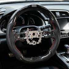 Led True Carbonfiber Carbon Steering Wheel For 2016-2021 Honda Civic R-type New