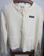  Women’s MIU MIU Beige Cardigan Size Medium 100% Authentic- brand new 