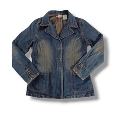 Vintage Faded Glory Womens Denim Blazer Y2k Blue Jean Jacket Size M Size 8/10