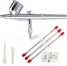 Dual Action Gravity Feed Airbrush Kit Spray Gun Compress Paint Art Set 0.2/0.5mm
