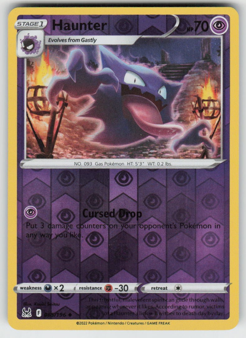 Haunter 065/196 Uncommon Lost Origin Pokemon Reverse Holo Near Mint