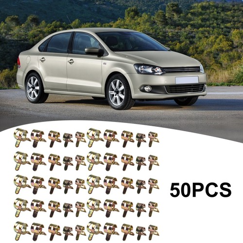 50pcs/Sets Auto Tube Clamps 65Mn Spring Steel Fuel Lines Hose Clips Replacements - Foto 13 di 14