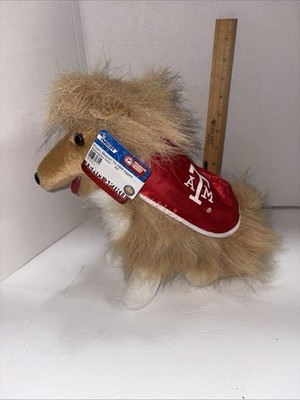 Vtg Texas A&M Aggies 11  Plush Mascot Reveille Collie Dog Toy Factory NWT S2