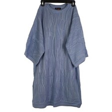 Vintage 90s Coogi Australia Sport Blue 3d Abstract Cable Knit Sweater Shirt TALL