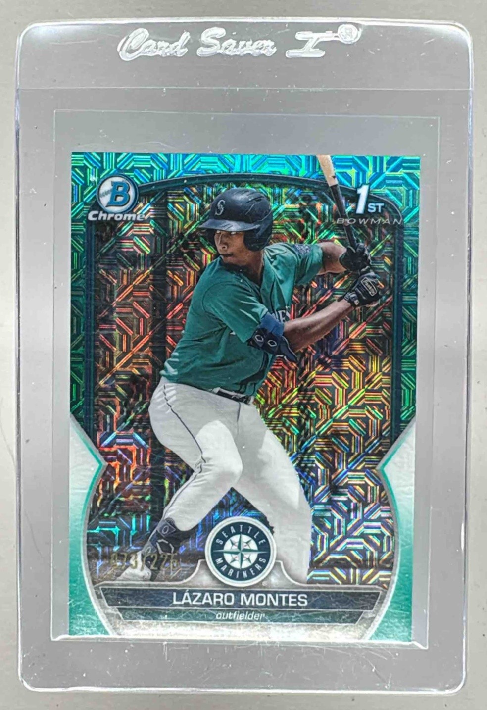 Lazaro Montes 2023 Bowman Mega Box #BCP-58 Aqua Mojo Refractor Rookie RC 073/225