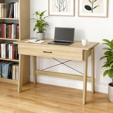 Image of Winston 1 Drawer Desk Computer Oak Office Table Workstation Home Metal Handles