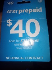 AT T - AT T Prepaid 40 Refill Top-Up Prepaid Card , AIR TIME PIN / RECHARGE