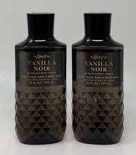 2 NEW BATH BODY WORKS VANILLA NOIR MEN'S 3 IN 1 HAIR FACE WASH SHOWER GEL 10OZ