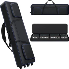 88 Key Keyboard Case With Wheels| Portable Padded 88 Piano Case 53"x12.2"x7.1"