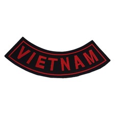 VIETNAM Veteran Rocker Patch - 10" x 2.5" Large Red & Black Biker Vest