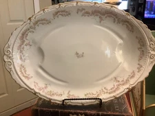 Antique HAVILAND & CO/France~SCHLEIGER~Ex Large Meat Platter~Pink Florals~21x14~