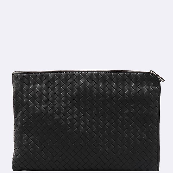 Bottega Veneta Black Leather Document Case Clutch
