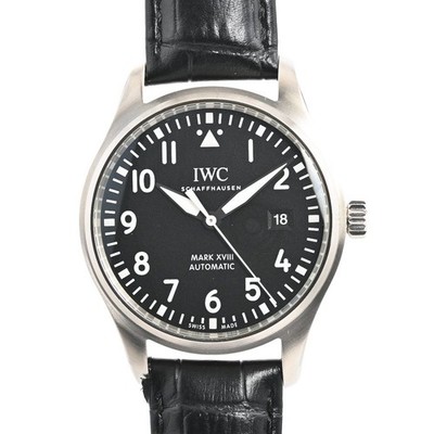 IWC Pilot Watch Mark 18 IW327009 Stainless Steel Black Leather Used