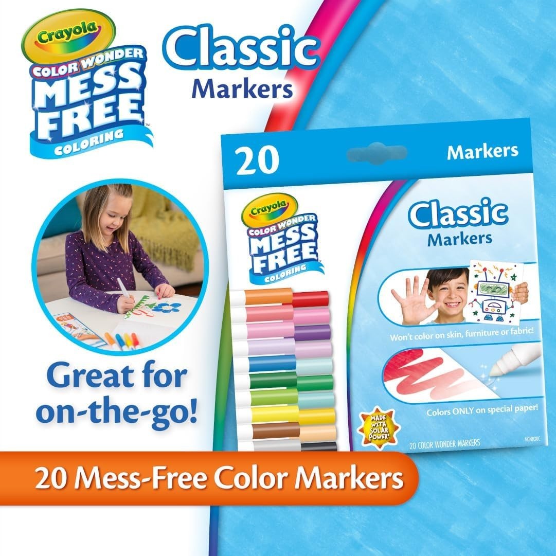 Crayola Color Wonder Marker Refill Set (20ct), Mess Free Broad Line Markers