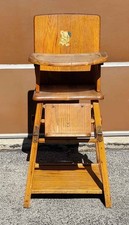Vintage Convertible Wooden High Chair with Tray Converts to Chair with Desk