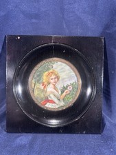 Ancien Cadre Peinture Miniature Femme  Napoléon III Iv..oi..re