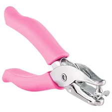 Single Hole Punch Metal Pink, 1/4” Hole Puncher with Soft Grip Handles for Paper