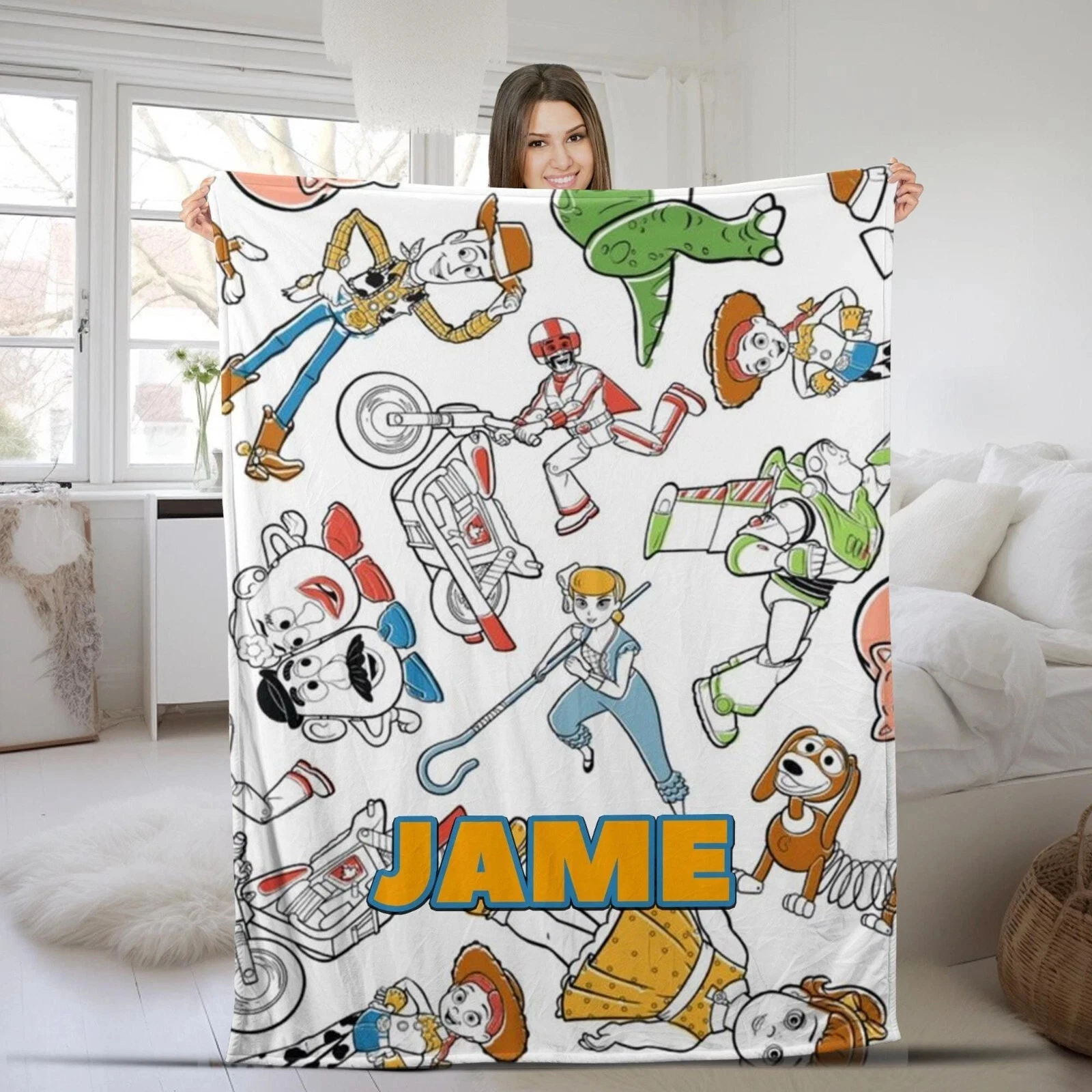 Personalized Disney Toy Story Blanket, Custom Name Baby Disney Fleece Blanket