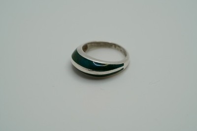 Vintage Sterling Silver Green Inlay German Signed DJ Ring Size 4.25 JB38