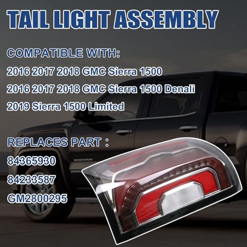 Tail Lights Assembly Compatible With 2016 2017 2018 GMC Sierra Left ...