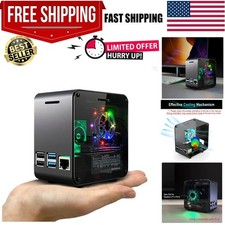 Raspberry Pi 4 Case, Aluminum Mini Tower Case with Cooling Fan and Color Chan...