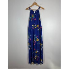 Boho Floral Old Navy Womens XL Maxi Dress Blue Tiered Halter Jersey Sleeveless