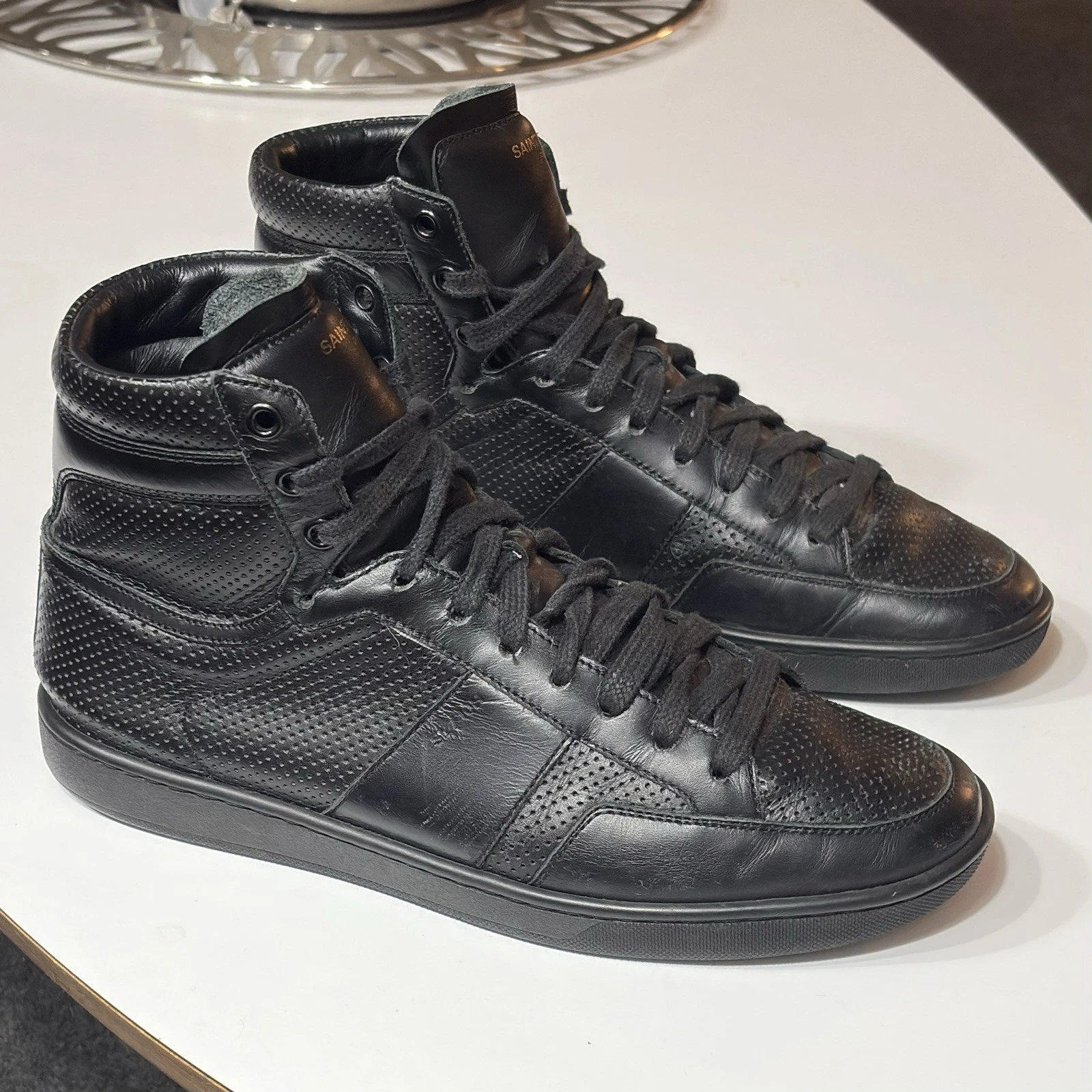 Saint Laurent — Saint Laurent Court Classic SL/10 Rare Black Perforated Leather Sneaker EU40 US7