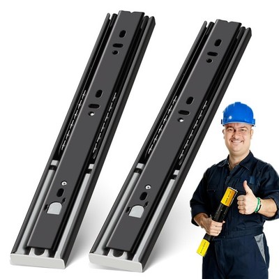YENUO 5 Pairs Push to Open Drawer Slides Full Extension Side 16 Inch, Black 
