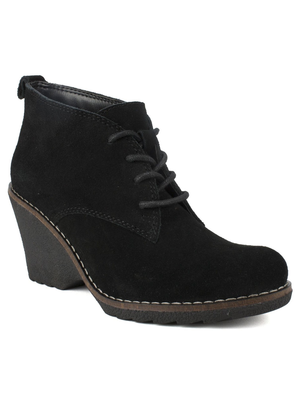 BCBGENERATION Womens Black Lambert Almond Toe Wedge Lace-Up Leather Booties 11 M 8990₽