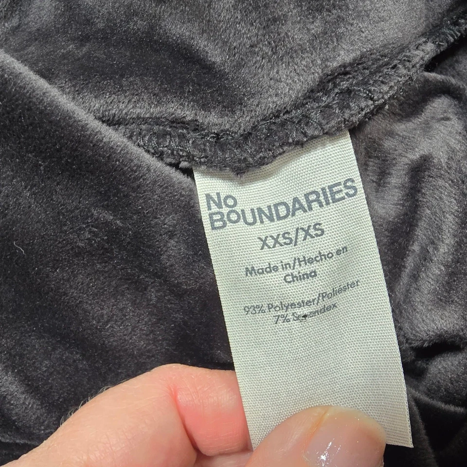 No Boundaries Black Soot Cozy Velour Leggings NEW Stretch Women Size XXS Juniors - Image 4 of 4