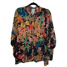 Johnny Was Poppy Long Sleeve Floral Button Shirt Size XL