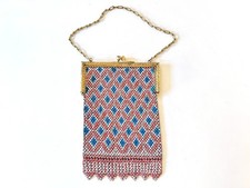 Antique 1920s Whiting  Davis ELSAH Mesh Purse - Art Deco Enamel Flapper Bag