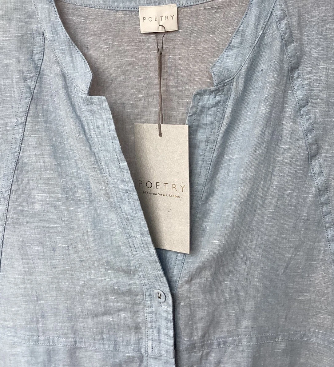 VETEMENTS Poetry Clothing Blue Button Front Long Linen Dress Size 10 (UK) (£70 off)
