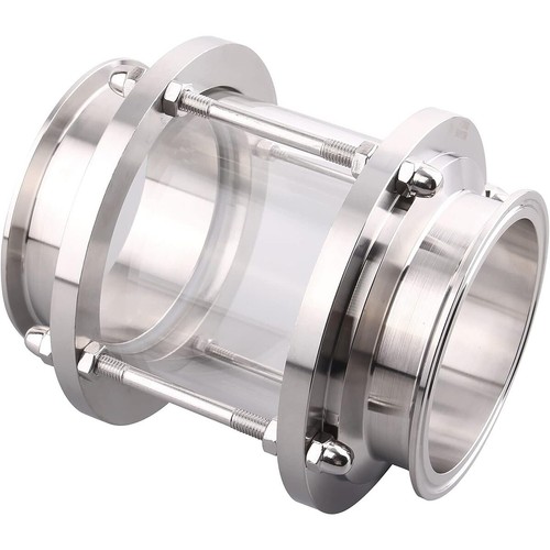 SS Tri Clover 1.5 2 3 4 inch Inline Sight Glass Sightglass with Clamps Seal Kit - Picture 6 of 12