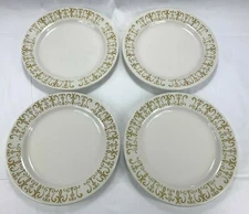 Set of 4 Homer Laughlin Best China Gold Scroll Dinner Plate  9 7/8"