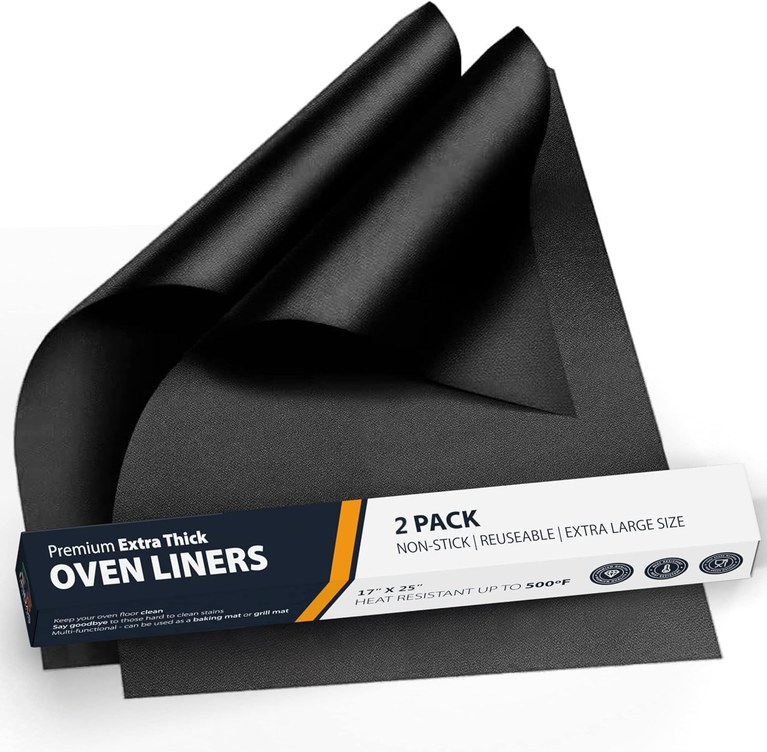 Oven Liners for Bottom of Oven - 2 Pack Large Heavy Duty Mats, 17”x25” Non-Stick
