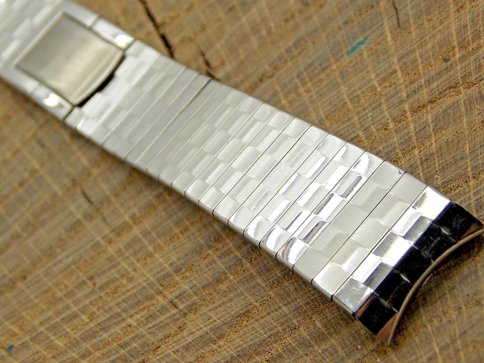 Vintage Stainless Steel Watch Band 18mm Stelux Butterfly Clasp Mens Unused NOS