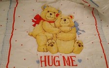 Baby Blanket Vintage Dundee Teddy Bears  Hug Me  Comforter Quilt Hearts Made USA