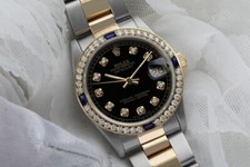 Rolex Datejust 31 mm Black Diamond Dial Sapphire & Diamond Two Tone Watch 2
