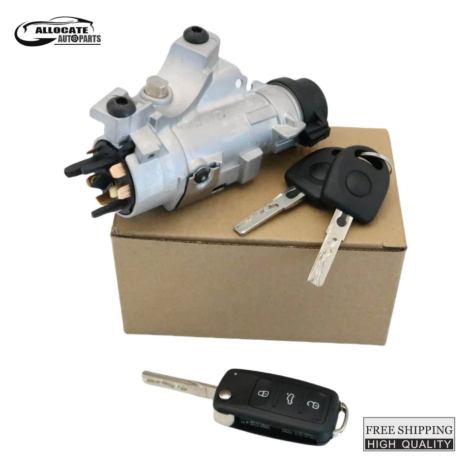 For VW 99-04 Golf Ignition Lock Cylinder Assembly With Key Shells 4B0905851P - Image 4 of 4