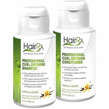 HairRx Professional Curl-Defining Shampoo & Conditioner Travel Set, Light Lather