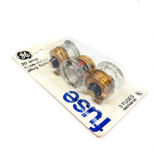GE37420-3D General Electric Fusibili a spina ritardata 20 A, 125VAC, Vintage, 3 fusibili - Foto 2 di 2