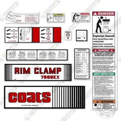 Fits Coats 7065EX Decal Kit Rim Clamp - 7 YEAR OUTDOOR 3M VINYL!