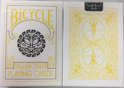 Rare Bicycle Yellow Aztec Sun & Moon Trace Poker Playing Cards Rider Back Deck