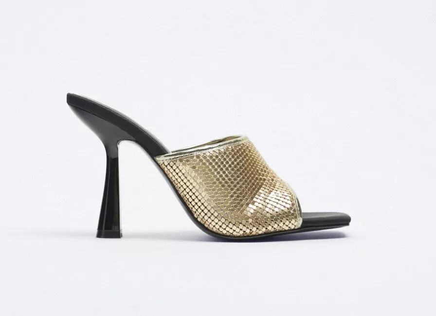Zara heeled cheap mesh mules