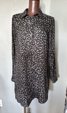 Pre-O Ann Taylor LOFT Lightweight Black/Gray Long Sleeve Dress Sz:XS